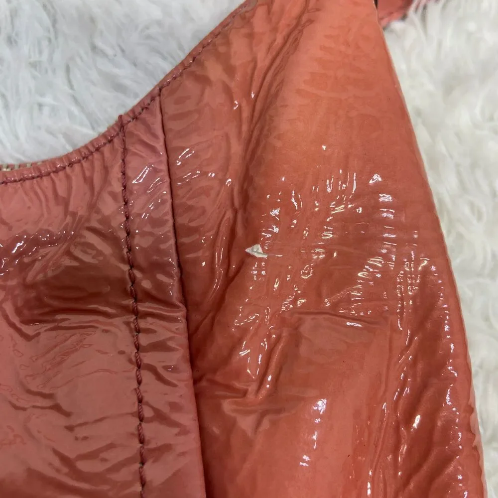 Coach Kristen Coral Pink Patent Leather Hobo Shoulder Handbag # 19299